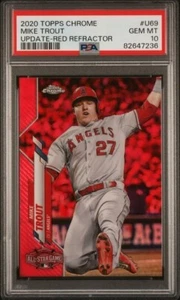 2020 TOPPS CHROME UPDATE MIKE TROUT RED REFRACTOR #/25 PSA 10 POP 4 - Picture 1 of 2