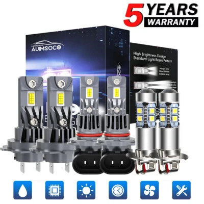 Combo LED Headlight Hi/Low+Fog Light Bulbs 6500K For Volkswagen Cabrio 2000-2002 - Image 1 of 4