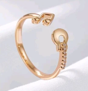 Luxus Ring 585er Rolled Roségold Walzgold Gitarren & Note Größenverstellbar - Bild 1 von 6