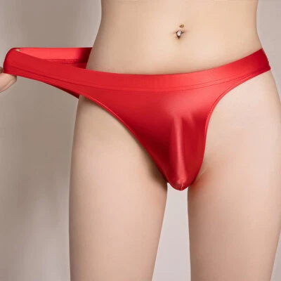 Mens Sexy Shiny Wetlook Satin Glossy Bikini Briefs Underpants Underwear Hipsters - Image 1 of 4