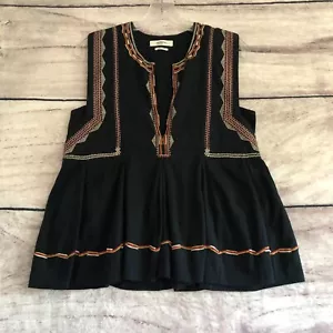 Top Isabel Marant Etoile 38 nero Barney ricamato plissettato cotone boho azteco - Foto 1 di 13