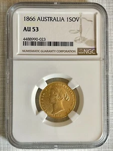 Australia 1866 Sovereign Gold NGC AU53 SKU# 6690 - Picture 1 of 2