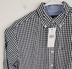 Tommy Hilfiger Camisa Manga Larga A Cuadros Negra Blanca Calce Clásico Para Hombre Nueva con Etiquetas, Talla S - Imagen 1 de 12
