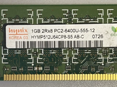 HYNIX  1GB DDR2 2Rx8 PC2-6400U-555 SDRAM DIMM MEMORY - Image 1 of 2