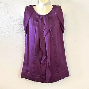 Diane Von Furstenberg DVF Women Ayla Purple Silk Ruffle Sleeveless Blouse Top 6 - Picture 1 of 12