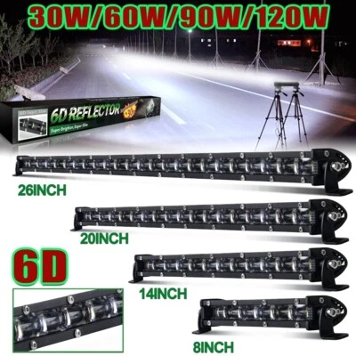8/14/20/26/32/38/44/50'' Slim Single Row Led Light Bar Night Light Combo Offroad - Image 1 of 4