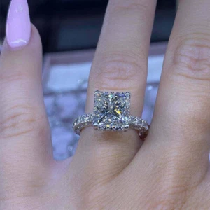 2.80Ct Princess Cut D/VVS1 Diamond 14K White Gold Over Solitaire Engagement Ring - Picture 1 of 8