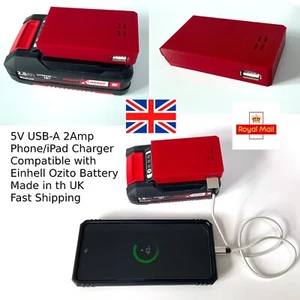 Adaptador cargador de teléfono de batería USB Einhell Ozito compatible con bate de iones de litio de 18 V - Imagen 1 de 6
