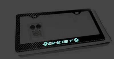 (Glowing)  Ghost 100% Carbon Fiberl License Plate Frame Holder Street Racing - Image 1 of 2
