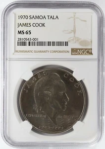 1970 Samoa Tala James Cook Dollar NGC MS65 - Picture 1 of 4