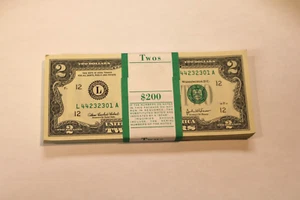BEP Strap 100 - Sequential $2 Dollar Bills 2003A SAN FRANCISCO FEDERAL RESERVE - Picture 1 of 6