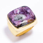 Charoite Ethnic Style Handmade 925 Sterling Gold Plated Ring 7.25 US GSR-1560