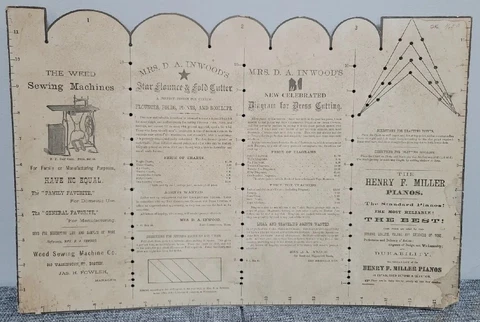 1872 Mrs. D. A. Inwood Dress Cutting Diagram Weed Sewing Machine Chart Fashion Cover