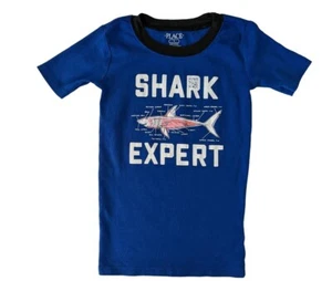 Boys Shark Pattern Cotton Pajamas Shorts Set Royal Blue Size Sm - Picture 1 of 3