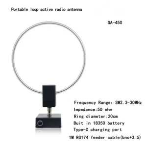 GA450 Active Loop Antenna SW2.30-30MHz MW522-1710KHz HF Shortwave Radio Antenna - Zdjęcie 1 z 10
