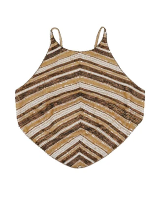 Vintage Escada brown stripe silk cropped tank top in size 38/medium Summer Top - Image 1 of 4