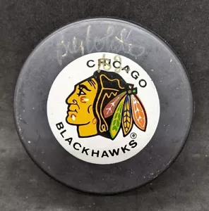 Disco de hockey Chicago Blackhawks autografiado por Bill White - Imagen 1 de 4