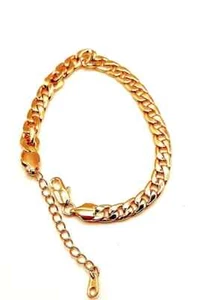 18K Gold Plated Cuban Golden Link Anklet - Bracelet. - Picture 1 of 1