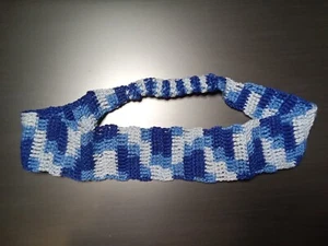 Multicolor BLUE Handmade Crochet Headband 1.5 H x 17-18 L inches - Picture 1 of 3