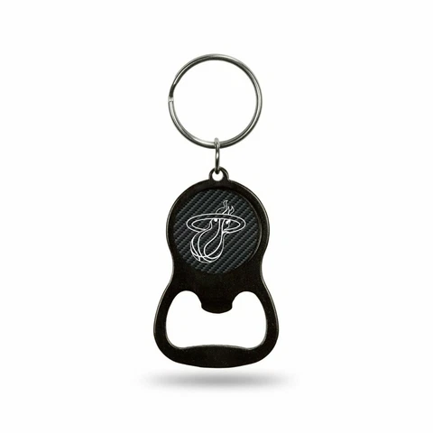 Miami Heat Keychain Bottle Opener Carbon Fiber Design Metal Basketball Cover
