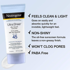 3 pack Neutrogena Sunscreen Dry Touch 45, Non-Comedogenic, Water Resistant 88ml