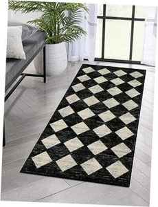 Washable and White Kitchen Runner Rug, 2x5 Soft Non Slip Laundry 2' x 5' Black - Picture 1 of 7
