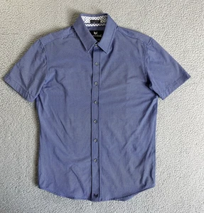Buttercloth IcyCotton Slim Fit Button Up Hemd Herren Small Blau Geometrisch - Bild 1 von 16