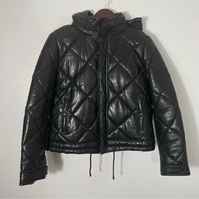 Bod & Christensen Black 100% Leather Moto/Bomber Jacket w Detachable Hood Size L - Image 1 of 4