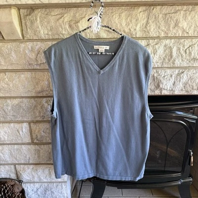 Geoffrey Beene Blue Sweater Vest Relaxed Boxy Fit Large - Image 1 of 3