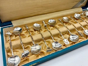 Japanese .950 Sterling Silver Tanaka Coffee Tea Salt Spoons Bamboo (12) - Picture 1 of 12