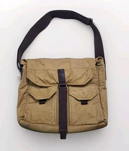 Property of Mens Coated Canvas Leather Messenger Bag Distressed Mika Shoulder - Picture 1 of 12