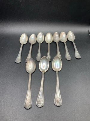 Lote de (10) cucharas de plata esterlina Birks de la década de 1920 - 5 1/8" - 210+ gramos en total Foto 1 de 4