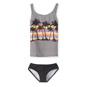 Girls Swimsuits 2-PC Tankini Swimwear Halter Top with Bottoms Bathing Suit Black - Picture 1 of 4