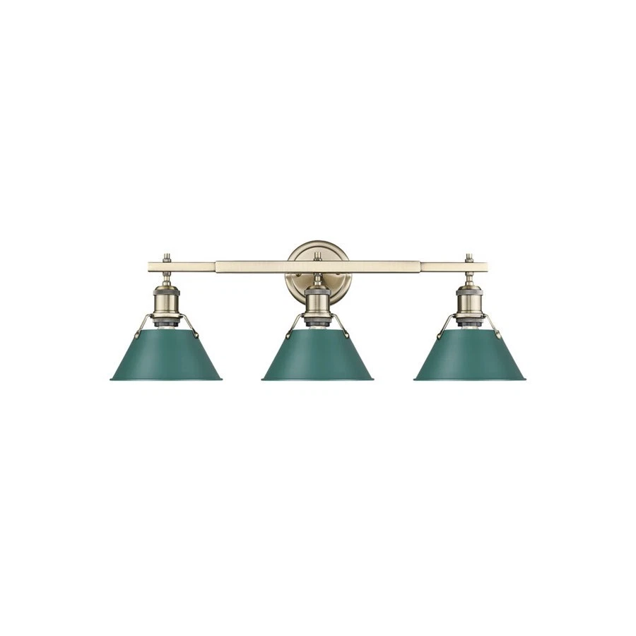 Golden Orwell 3-Light Vanity Light, Aged Brass/Pine Green - 3306-BA3AB-GN - Изображение 1 из 1