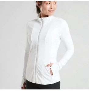 Athleta Shanti Salutation Zip-up Jacket white medium - Picture 1 of 7