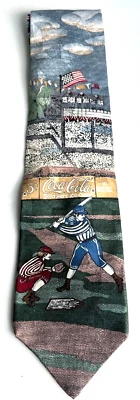 Corbata informal corporativa Coca-Cola para hombre de Van Heusen roja azul seda 58"x4" vintage Foto 1 de 4