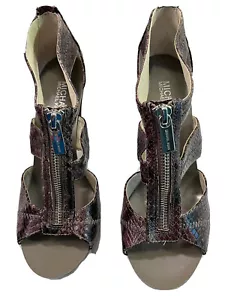 Tacones con cremallera multicolor de cuero superior Michael Kors talla 7,5 med - Imagen 1 de 11