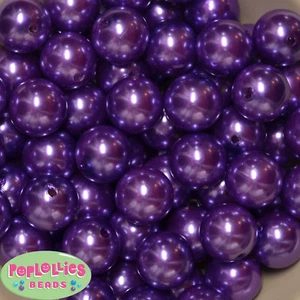 20mm Purple Acrylic Faux Pearl Bubblegum Beads 20pc Chunky Gumball - Picture 1 of 1