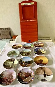 TRAIN PLATES PERPETUAL CALENDAR 12 PLATES CERTIFICATES TILES & WOODEN DISPLAY - Picture 1 of 6