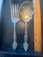 MANCHESTER STERLING SILVER SALAD SET ALL STERLING 2 PIECES PATTERN  HIBISCUS
