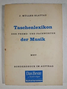 Léxico de bolsillo de palabras extranjeras y especializadas de la música J. Müller-Blattau 1961 120 p. - Imagen 1 de 12