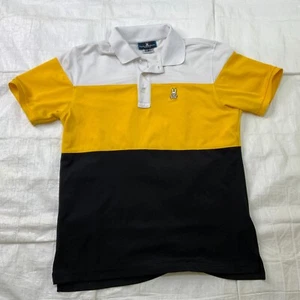 PSYCHO BUNNY Herren Poloshirt Gelb Schwarz Weiß Größe 5 Medium - Bild 1 von 10