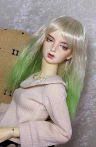 Peluca muñeca BJD 1/4 1/3 7-8" MSD Sd corta blanca rosa verde largo pelo ondulado flequillo 215 - Imagen 1 de 5