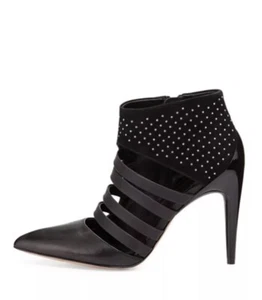 NWOB $295 Rebecca Minkoff Black 'Caesar' Studded Cutout Ankle Boots, Size 6.5 - Picture 1 of 5