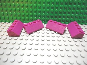 Lego 4 Magenta 2x4 Slopes 45 degree brick block NEW - Picture 1 of 1