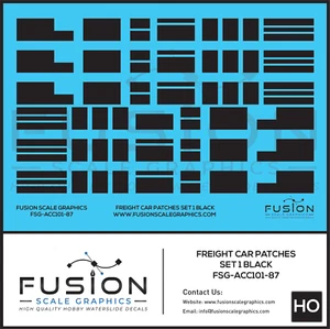 HO Scale Freight Car Patches Set 1 Black Decal Set - Picture 1 of 1