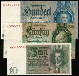 Germany 1929, 1933, 1935 10, 50, 100 Mark, UNC - Picture 1 of 5