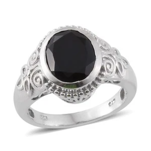 BLACK SPINEL BEZEL STERLING RING #blackspinelring #blackspinel #sterlingrings  - Picture 1 of 8