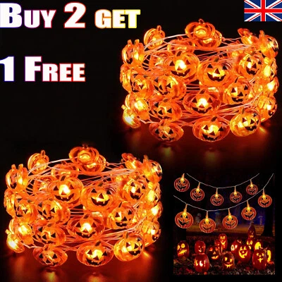 2+1 Halloween String Lights Pumpkin Lamp Light Up Indoor&Outdoor Garden Party