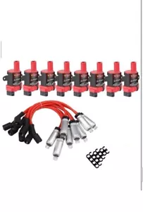 Round 8 PC Ignition Coils Spark Plug D585 UF262 Wire for Chevrolet GMC Cadillac - Picture 1 of 11